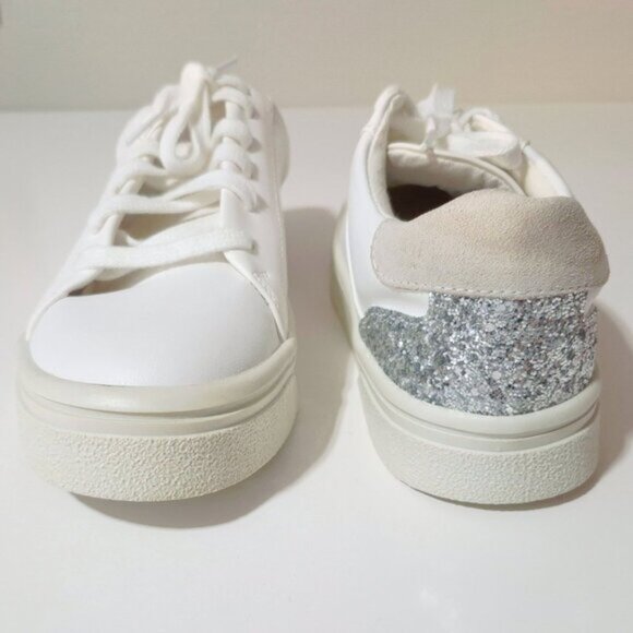 NWT Zara white glittery lace up sneakers US 10 - Picture 10 of 15